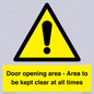 WA12448: Door opening area - Area to be kept clear at all times