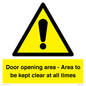 WA12448: Door opening area - Area to be kept clear at all times