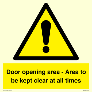 WA12448: Door opening area - Area to be kept clear at all times