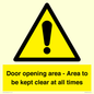 WA12448: Door opening area - Area to be kept clear at all times