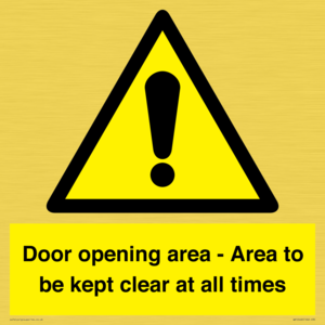 WA12448: Door opening area - Area to be kept clear at all times
