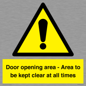 WA12448: Door opening area - Area to be kept clear at all times