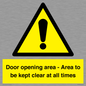 WA12448: Door opening area - Area to be kept clear at all times
