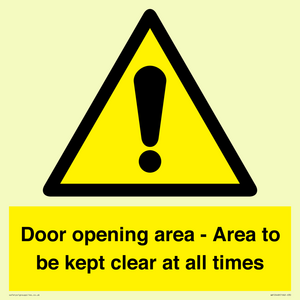 WA12448: Door opening area - Area to be kept clear at all times