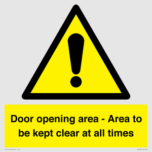WA12448: Door opening area - Area to be kept clear at all times