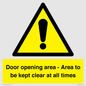 WA12448: Door opening area - Area to be kept clear at all times