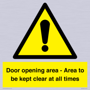 WA12448: Door opening area - Area to be kept clear at all times