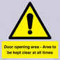 WA12448: Door opening area - Area to be kept clear at all times