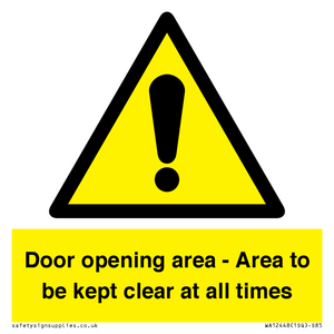 WA12448: Door opening area - Area to be kept clear at all times