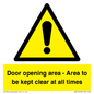 WA12448: Door opening area - Area to be kept clear at all times