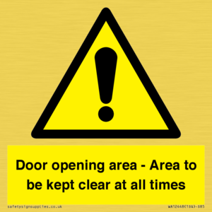 WA12448: Door opening area - Area to be kept clear at all times