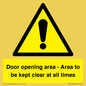 WA12448: Door opening area - Area to be kept clear at all times