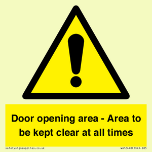 WA12448: Door opening area - Area to be kept clear at all times