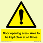 WA12448: Door opening area - Area to be kept clear at all times
