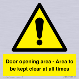 WA12448: Door opening area - Area to be kept clear at all times