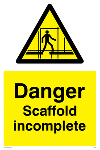 WC499: danger scaffolding incomplete