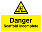 WC499: danger scaffolding incomplete