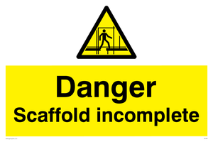WC499: danger scaffolding incomplete