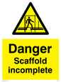 WC499: danger scaffolding incomplete