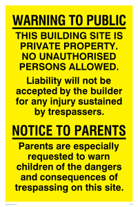 WC510: Building site public warning