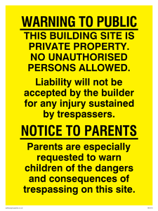 WC510: Building site public warning