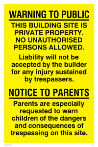 WC510: Building site public warning