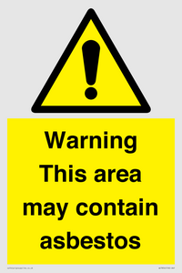 WC7854: Warning This area may contain asbestos