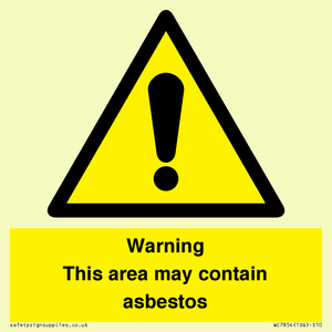 WC7854: Warning This area may contain asbestos