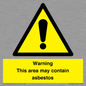WC7854: Warning This area may contain asbestos