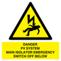 WE10248: DANGER PV SYSTEM MAIN ISOLATOR EMERGENCY SWITCH OFF BELOW