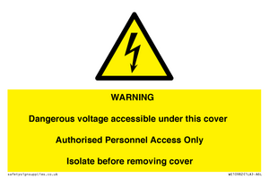 WE10982: Warning Dangerous Voltage under this cover