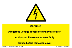 WE10982: Warning Dangerous Voltage under this cover
