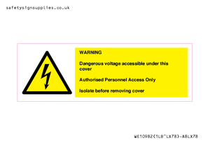 WE10982: Warning Dangerous Voltage under this cover