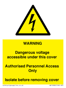 WE10982: Warning Dangerous Voltage under this cover