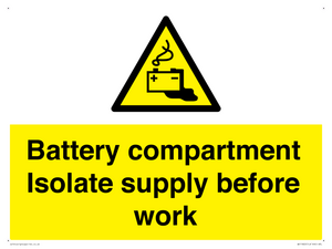 WE11822: Battery compartment Isolate supply before work