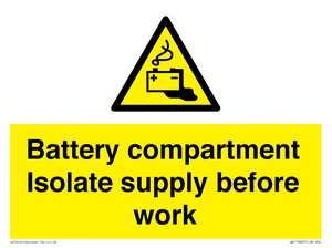 WE11822: Battery compartment Isolate supply before work