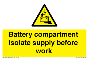 WE11822: Battery compartment Isolate supply before work