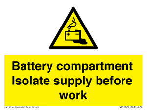 WE11822: Battery compartment Isolate supply before work