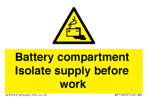 WE11822: Battery compartment Isolate supply before work
