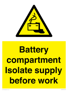 WE11822: Battery compartment Isolate supply before work