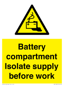 WE11822: Battery compartment Isolate supply before work