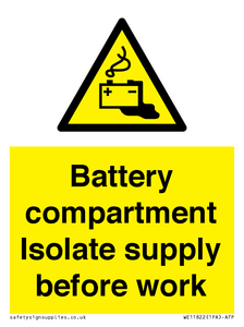 WE11822: Battery compartment Isolate supply before work