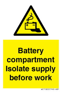 WE11822: Battery compartment Isolate supply before work