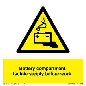 WE11822: Battery compartment Isolate supply before work