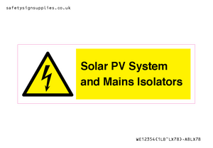 WE12354: Solar PV System and Mains Isolators