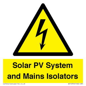 WE12354: Solar PV System and Mains Isolators