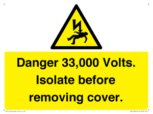 WE12404: Danger 33,000 Volts. Isolate before removing cover.