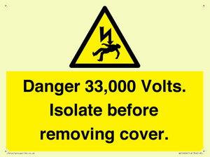 WE12404: Danger 33,000 Volts. Isolate before removing cover.
