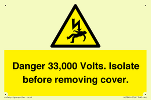 WE12404: Danger 33,000 Volts. Isolate before removing cover.