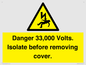 WE12404: Danger 33,000 Volts. Isolate before removing cover.